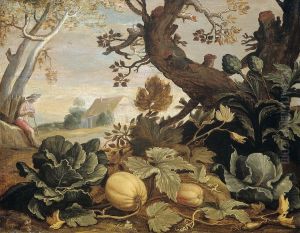 Landscape with fruit and vegetables in the foreground thumbnail