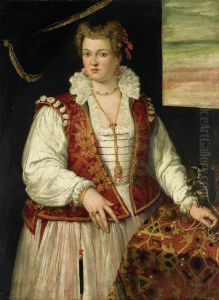 Portret van een vrouw met een eekhoorntje by Francesco Montemezzano