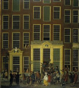 De boekhandel en het loterijkantoor van Jan de Groot in de Kalverstraat in Amsterdam