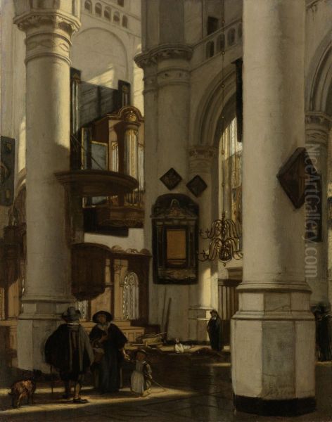 Interior of a Protestant, Gothic Church, with a Gravedigger in the Choir - view 1
