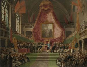 De plechtige installatie van de Universiteit van Gent door de prins van Oranje in de troonzaal van het stadhuis op 9 oktober 1817 De plechtige installatie van de Universiteit van Gent door de prins van Oranje in de troonzaal van het stadhuis op 9 oktober 1817
