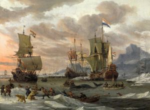 Whaling Grounds in the by Abraham Storck
