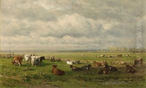 Pasture landscape with cattle Pasture landscape with cattle