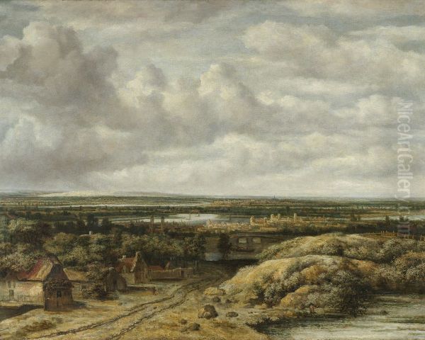 Distant View with Cottages along a Road - view 1