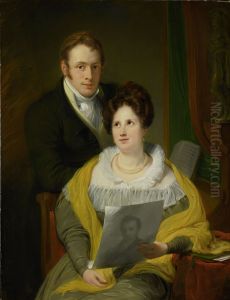 Portret van een dame en een heer by Jan Willem Pieneman