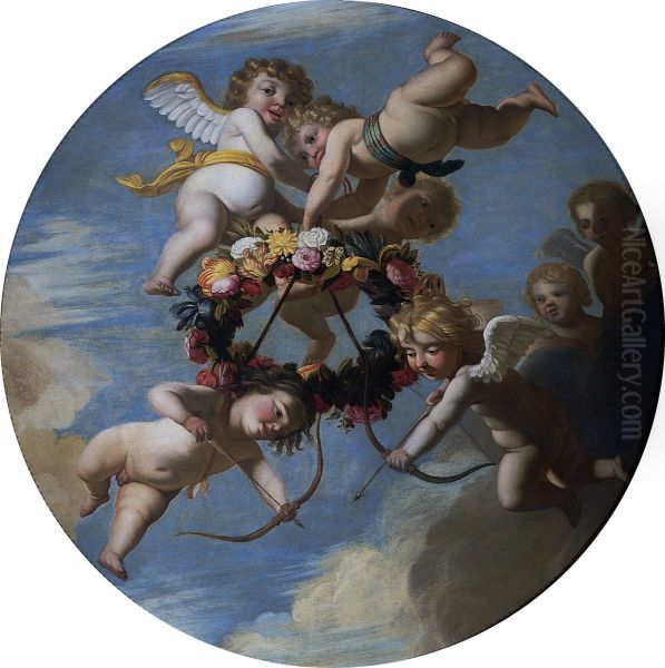 Putti with Flower Garland - view 1