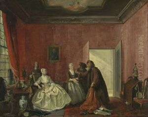 'Joanna en de 'smousen'; 3de bedrijf, 5de toneel uit het blijspel 'De Spilpenning of de verkwistende vrouw' van Thomas Asselijn