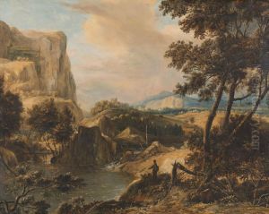 Bergachtig landschap met visser Bergachtig landschap met visser
