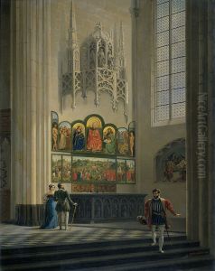 Het Lam Gods van de gebroeders van Eyck in de Sint Bavo te Gent by Pieter-Frans De Noter