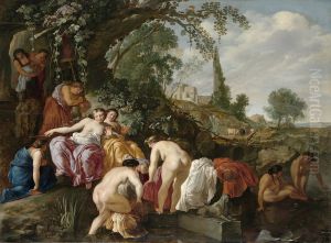 De dochter van de farao vindt Mozes in het biezen mandje by Moses van Uyttenbroeck