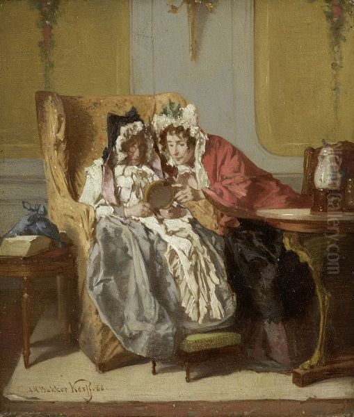 Two Ladies Contemplating a Painting - view 1