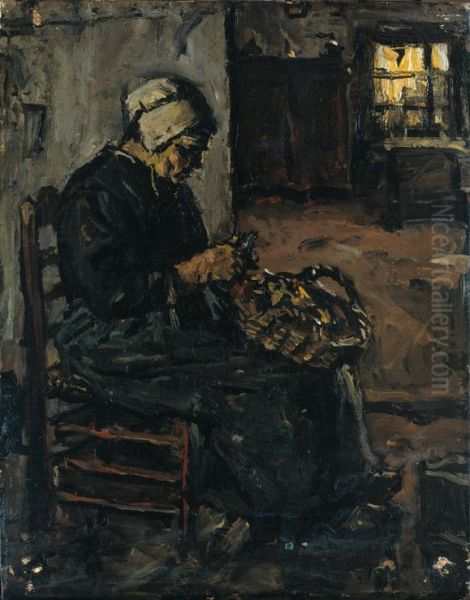 Peasant Woman Peeling Potatoes - view 1