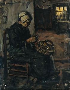 Peasant Woman Peeling Potatoes by Suze Robertson