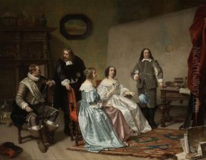 De prinses van Oranje bezoekt het atelier van Bartholomeus van der Helst