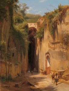 La Grotta di Posillipo bij Napels by Antonie Sminck Pitloo