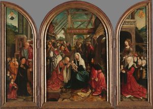 De aanbidding van de drie koningen by Jacob Cornelisz Van Oostsanen