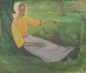 Huizer vrouw zittend onder een boom by Richard Roland Holst