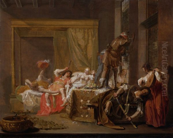 Scene uit het huwelijk van Messalina en Gaius Silius, mogelijk episode uit een toneelstuk - view 1
