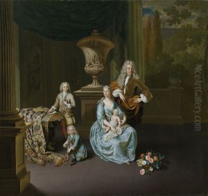 Diederik Baron van Leyden van Vlaardingen (1695-1764) met vrouw en drie zonen by Willem Van Mieris Leiden