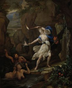 Circe straft Glaucus, door Scylla in een monster te veranderen by Eglon van der Neer