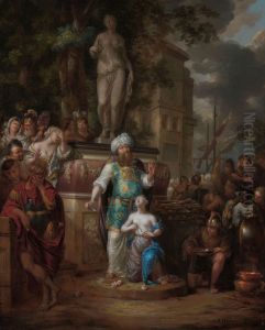 Het offer van Iphigenia by Arnold Houbraken