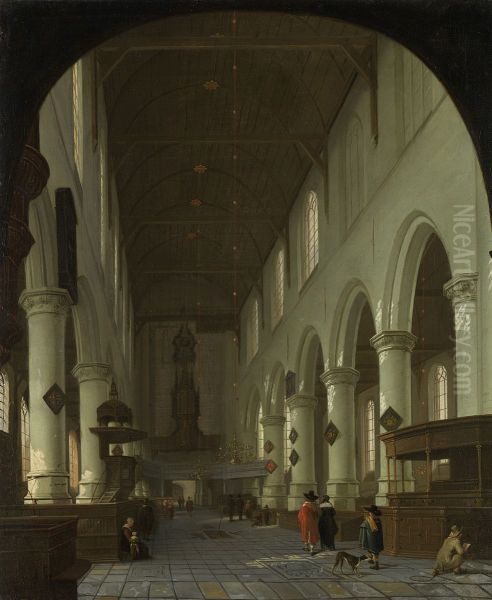 Gezicht in de Oude Kerk te Delft vanuit het koor richting portaal. - view 1