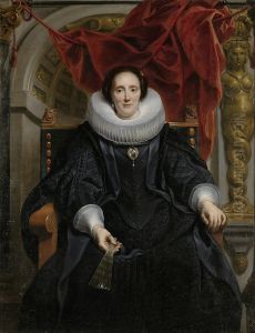 Portret van Catharina Behaghel (1597-1666), echtgenote van Rogier Le Witer by Jacob Jordaens