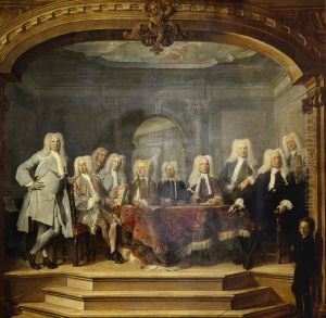 De regenten van het Aalmoezeniersweeshuis te Amsterdam, 1729 by Cornelis Troost