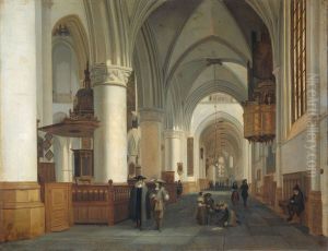 Interior of the Sint Bavokerk in Haarlem by Job Adriaenszoon Berckheyde