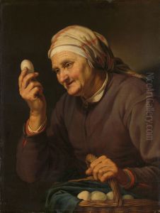 De eierenkoopvrouw by Hendrick Bloemaert
