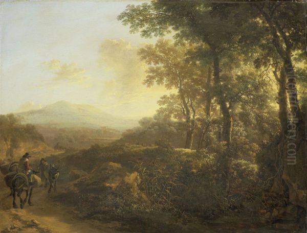 Italiaans landschap met muilezeldrijver - view 1