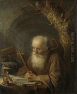 Een kluizenaar by Gerrit Dou