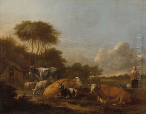 Landschap met vee by Albert Klomp