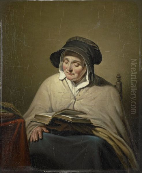 Lezende oude vrouw - view 1