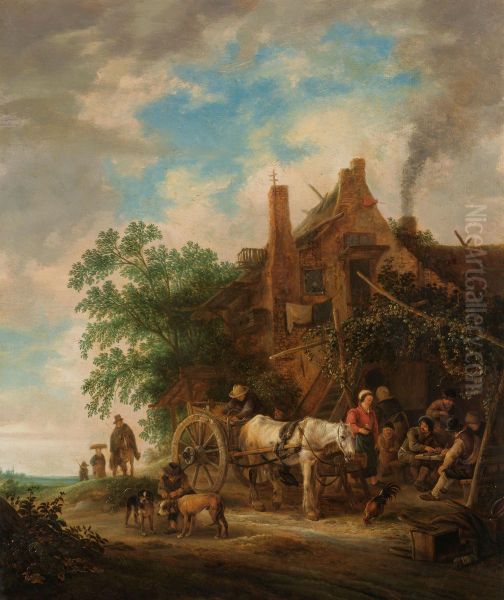 Country inn with horse and wagon - view 1