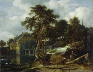 Landschap met watermolen by Jacob Van Ruisdael