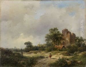 Landschap met de ruine van kasteel Brederode te Santpoort Landschap met de ruine van kasteel Brederode te Santpoort