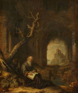 Een kluizenaar in een ruine