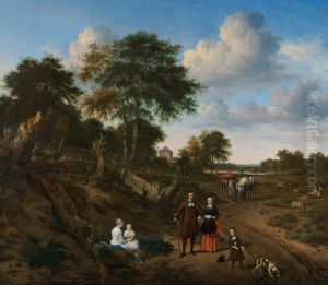 Portrait of a Couple with two Children and a Nursemaid in a Landscape by Adriaen Van De Velde
