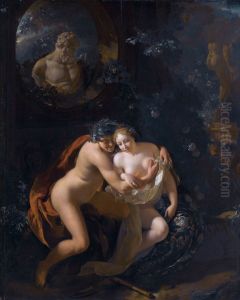 A Couple Making Love in a Park Spied on by Children by Adriaen Van Der Werff