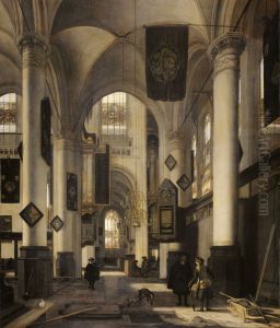 Interior of a Protestant Gothic Church with Motifs from the Oude and Nieuwe Kerk in Amsterdam