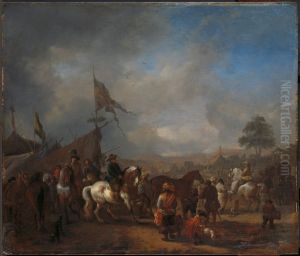 Een legerkamp by Philips Wouwerman
