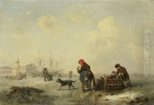 De Newa bij Sint Petersburg (Leningrad) in de winter