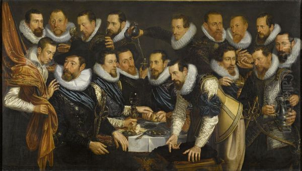 Officers and other civic guardsmen of the XIth District of Amsterdam, under the command of Captain Geurt Dircksz van Beuningen and Lieutenant Pieter Martensz Hoeffijser - view 1