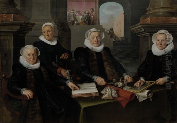 Drie regentessen en de binnenmoeder van het leprozenhuis te Amsterdam - view 1
