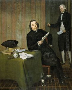 Wernerus Kohne (1725/26-88). Notaris te Haarlem, met zijn knecht Jan Bosch by Wybrand Hendricks