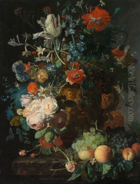 Stilleven met bloemen en vruchten - view 1