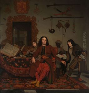 Thomas Hees with his Nephews Jan and Andries Hees and a Servant