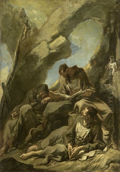 Three Camaldolese Monks in Meditative Prayer - view 1