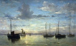 Evening on the sea by Hendrik Willem Mesdag